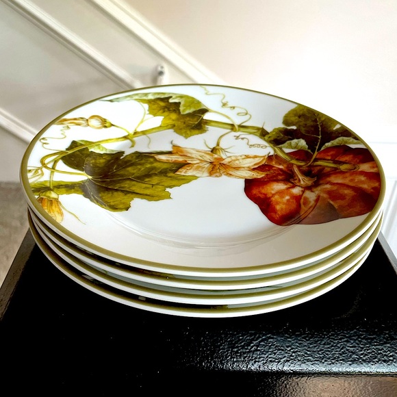NWT-Botanical Pumpkin Salad Plates by Williams Sonoma, set of 4 - Picture 2 of 4